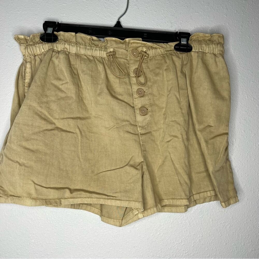 New BP Tan Shorts100% Cotton Button Detail Drawstring Waist Women's Plus size 1X
